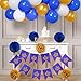 PartyWoo Blue and Gold Balloons, 37 pcs 12 in Royal Blue Balloons, White Gold Balloons, Tissue Pom Poms, Royal Banner, Gold Navy Blue Balloons, Royal Blue and Gold Balloons for Royal Blue Baby Shower