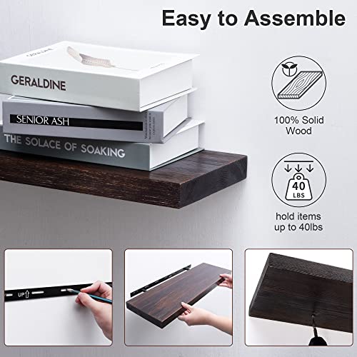 Axeman Floating Shelves Wood 8 Inch Deep, 24 Inch Solid Wood Shelves