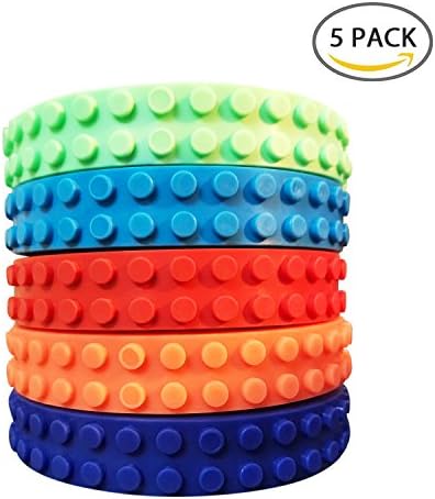 Lego Tape (5 Rolls), Multicolor Silicone Non-Toxic Safe Cuttable Reusable Tapes with Reusable Self Adhesive Strips as Brick Base Plates, Compatible for Major Toy Brand Lego Blocks, Best Gift for Kids