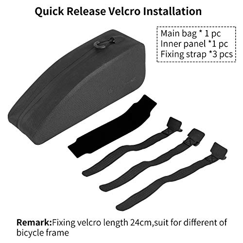 WESTGIRL Bicycle Top Tube Storage Bag, Waterproof Triangle Bike Handlebar Front Frame Pouch Large Capacity Lightweight Pack Road Mountain Cycling Accessories (Black)