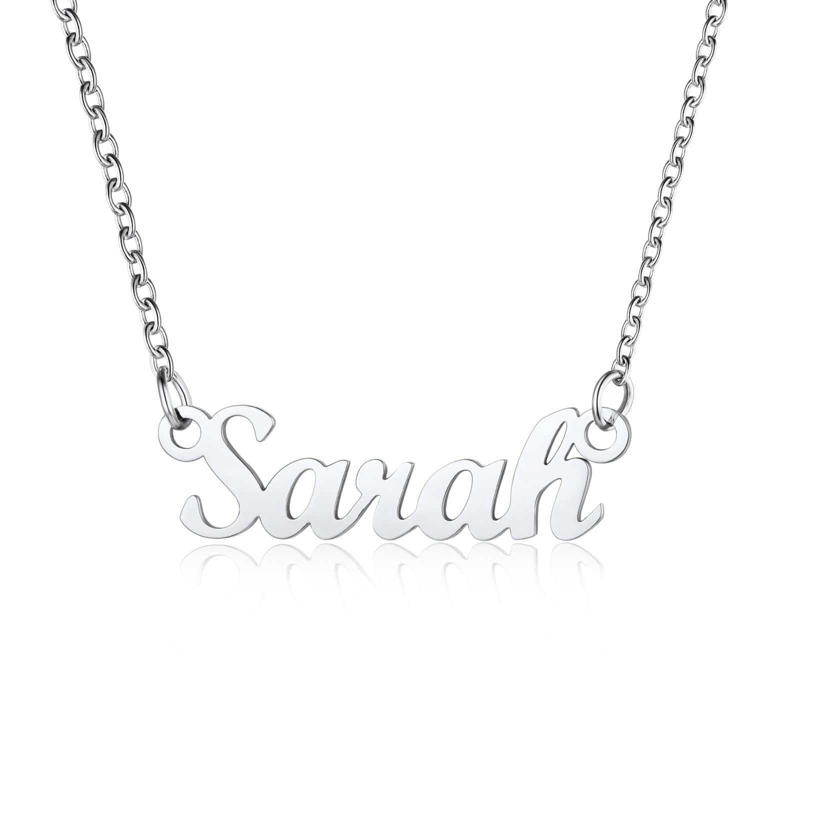 U7 Sarah Name Necklace Womens Tiny Pendant Silver Chain Necklaces For Girls — image 1