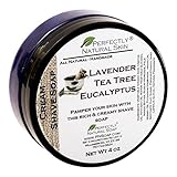 Lavender Tea Tree Eucalyptus All Natural Handmade Cream Shave Soap, 4 oz