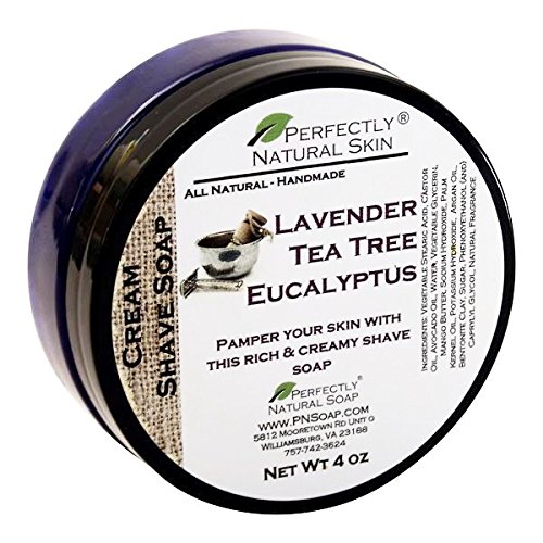 Lavender Tea Tree Eucalyptus All Natural Handmade Cream Shave Soap, 4 oz