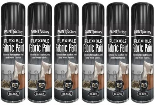 B&H 6X Black Flexible Fabric Vinyl Spray Paint Fast Drying 200ml
