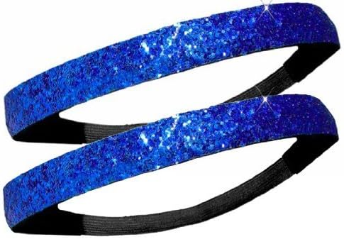2 PACK: Activewear Apparel Glitter Headbands Multiple Colors Available (2 - Royal Blue)
