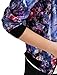 Allegra K Women's Stand Collar Zip Up Floral Print Bomber Jacket Large Blue