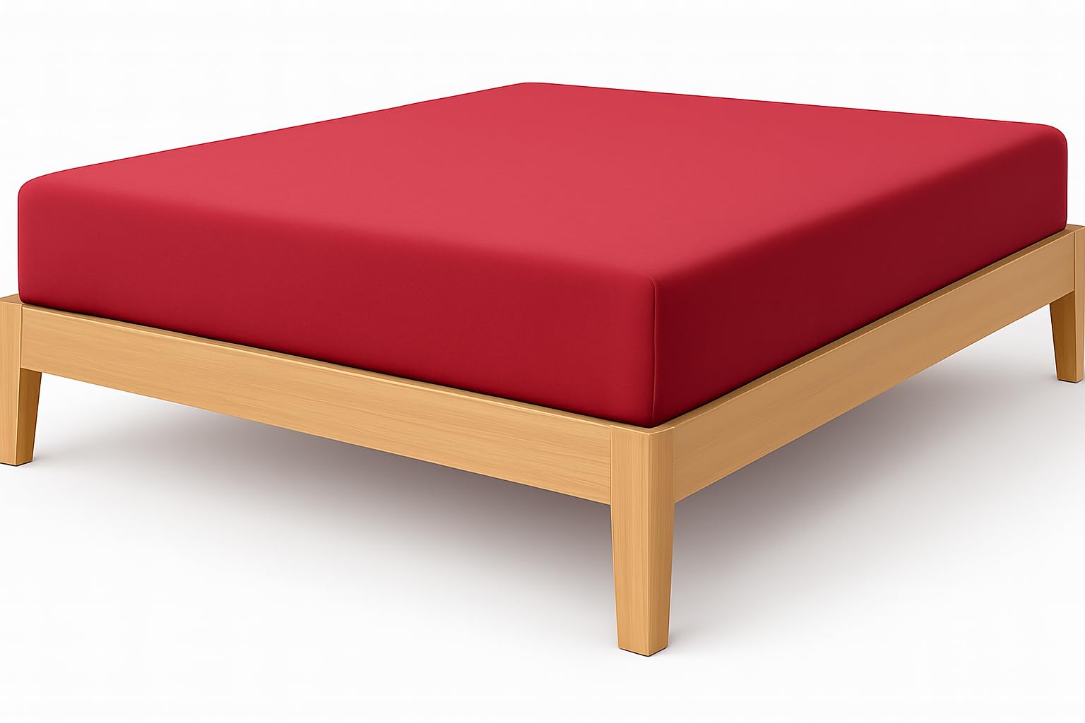 NIYS Luxury Bedding 100% Egyptian Cotton 40CM/16 Extra Deep Fitted Sheets (Red, Single) — image 1