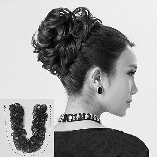CAISHA XXL Hairpiece Scrunchy Updo Bridal Hairstyle Voluminous Curly Messy Bun Black HW6, black #1B HW6 - Image 5