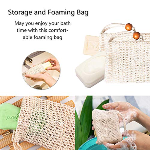 Blasoul Wooden Soap Dishes Bamboo Soap Dish Soap Holder Hand Craft Bathtub Shower Dish Sink Scrubber Sponge Holder Handmade Soap Box Made of Natural Pine Soap Exfoliating Bag Natural Soap Saver 4PCS