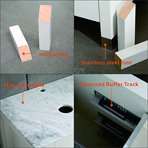 Homecart 72" Bathroom Vanity Cabinet Double Sink White Solid Wood w/Marbel Counter Top