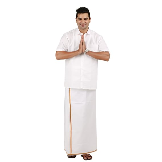 MEN'S BIG BORDER DHOTIE PACK OF 1 (WHITE) DOUBLE