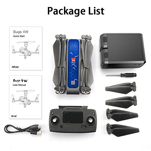 MJX Bugs 4W Foldable Drone with GPS, Full HD 2K 5G WiFi Camera Record Video Bugs GO App Operation Altitude Hold Track Flight 3400mAh Battery Double Charging OLED Screen Remote Control Alarm Function