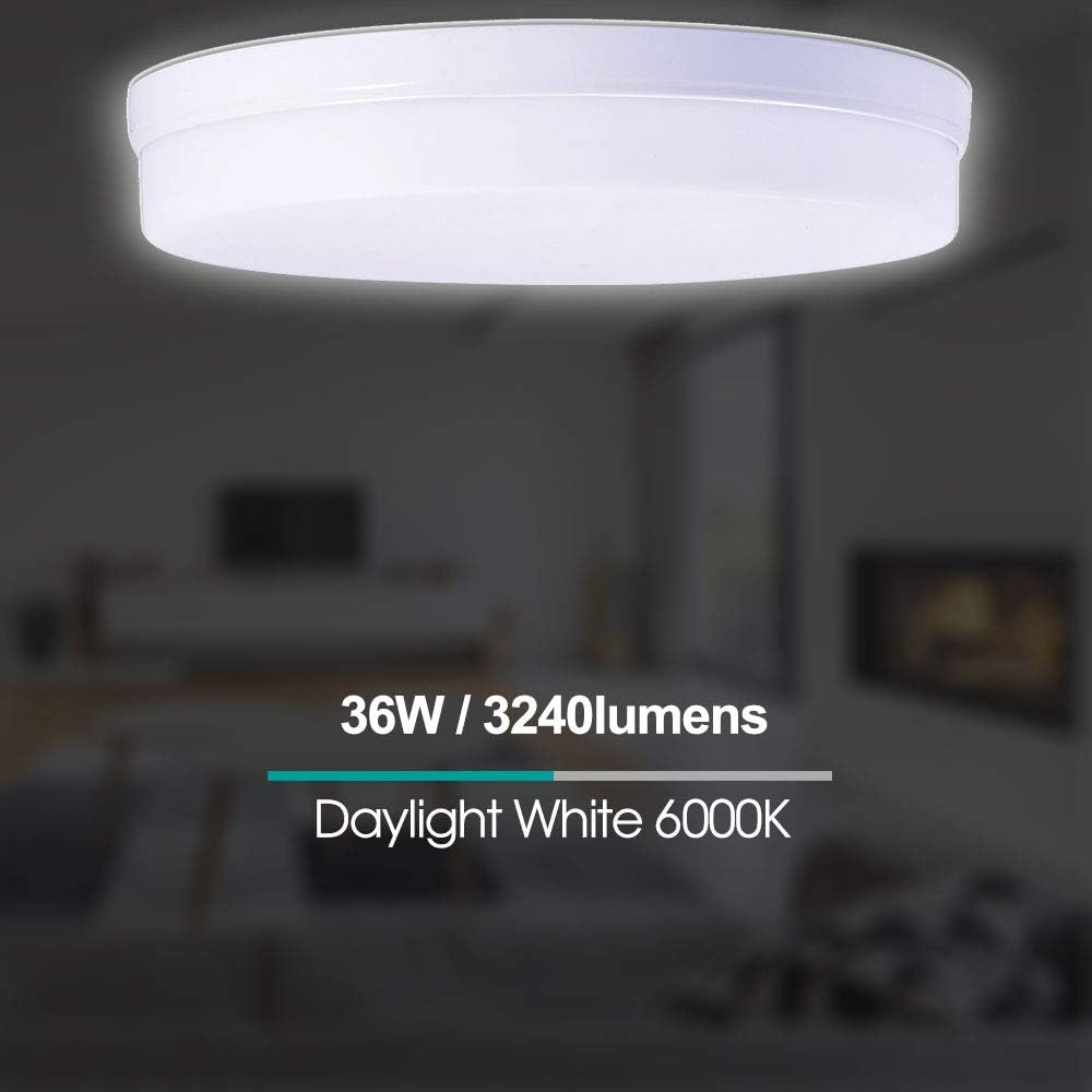 New Modern Led Ceiling Light 9 inch，36W Fixture with Round Close to Ceiling Lights, Daylight White 6000K, for Bedroom/Kitchen/Office/Dining Room Lighting，Installation is Very Simple - - 