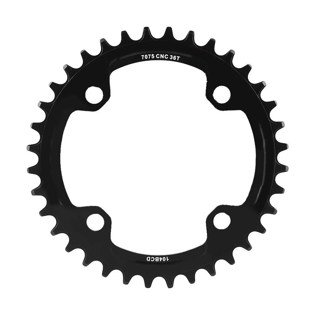 Moutain Bike Chainring Set, 32/34/36/38T BCD 104 Mountain Bike Steel Single Crank Chain Ring Repair Parts(36T-Black)
