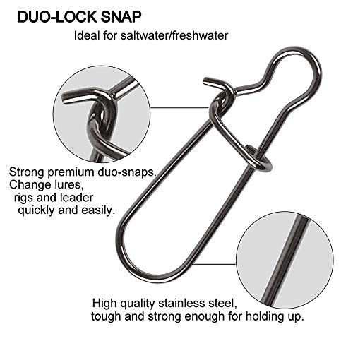 Angeln Lock Snaps-100stk Angehaken Lock Snaps zum Angeln Süßwasser-Salzwasser-Ringe Connector,Einhänger zum Spinnfischen… – Bild 4