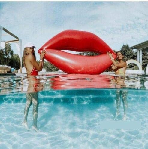CMY UK Giant Inflatable Lips Pool Floats Inflatable Luscious Lip Float 1.8M X1.6M, Fun Beach Floaties, Swim Party Toys, Summer Pool Raft Lounger for Adults & Kids (RED)