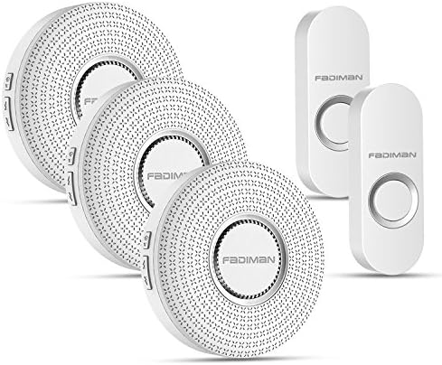 Wireless Doorbell FADIMAN Remote LED Flash with 52 chimes, 4 Levels of Adjustable volume, 1000 Feet Operating Range (2 Transmitters, 3 Receivers)