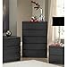BOWERY HILL Contemporary Sturdy 5 Drawer Chest in Black Wood Grain