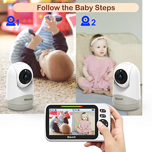 Blemil Baby Monitor, 5" Large SplitScreen Video Baby Monitor with 2