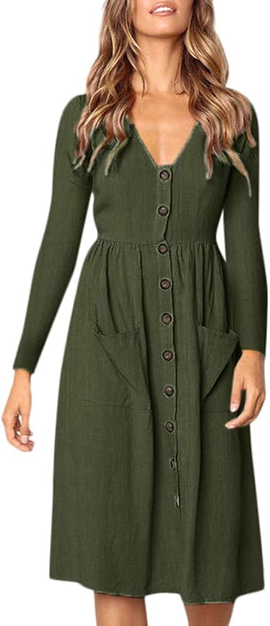 green midi shirt dress