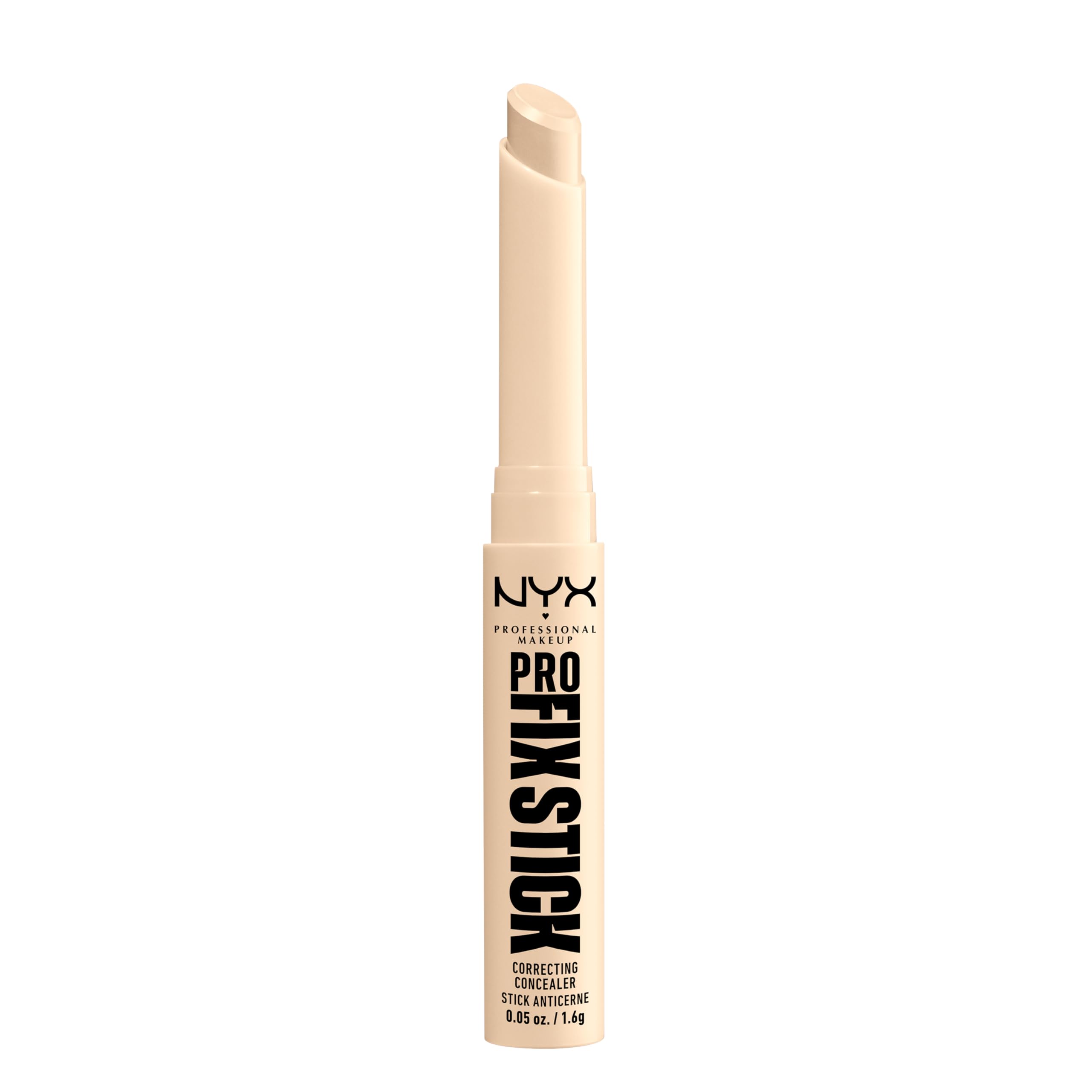 NYX Professional Makeup Correcting Concealer Stick, Covers Blemishes, Dark Spots and Discolouration, 12H Wear, Infused with Hyaluronic Acid, Vegan Formula, Pro Fix Stick, Pale