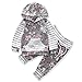 Baby Boys Girls Christmas Outfit Sweatshirt Bear Printed Long Sleeve Hoodie Tops + Plaid Striped Pants Outfits Set (C-Grey+floral, 18-24 Months)