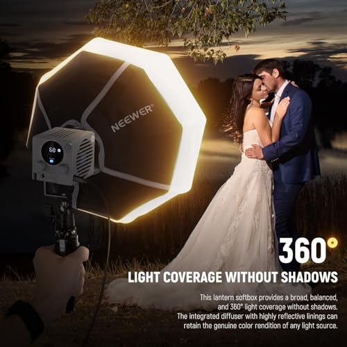 NEEWER 12"/30cm Lantern Softbox for HS60B LED Video Light, Quick Release 360° Omnidirectional Light Diffuser Mini Softbox with Diffuser/Bag for Photo Video Live Stream Portrait Product Shots, NS7L