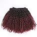 Ombre Remy Clip in Human Hair Extensions Afro Kinky Curly 4B 4C 100% Natural Black Hair Extensions 10-22 inch Two Tone T#1B/99J Burgandy Wine Red Full Head (12 inch, Ombre #1B/99J AC)