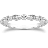 espere Milgrain Marquise & Round Cubic Zirconia Half Eternity Ring Stacking Infinity Wedding Band Sterling Silver 925 Size 3.5-10.5 3 Colors Available Half