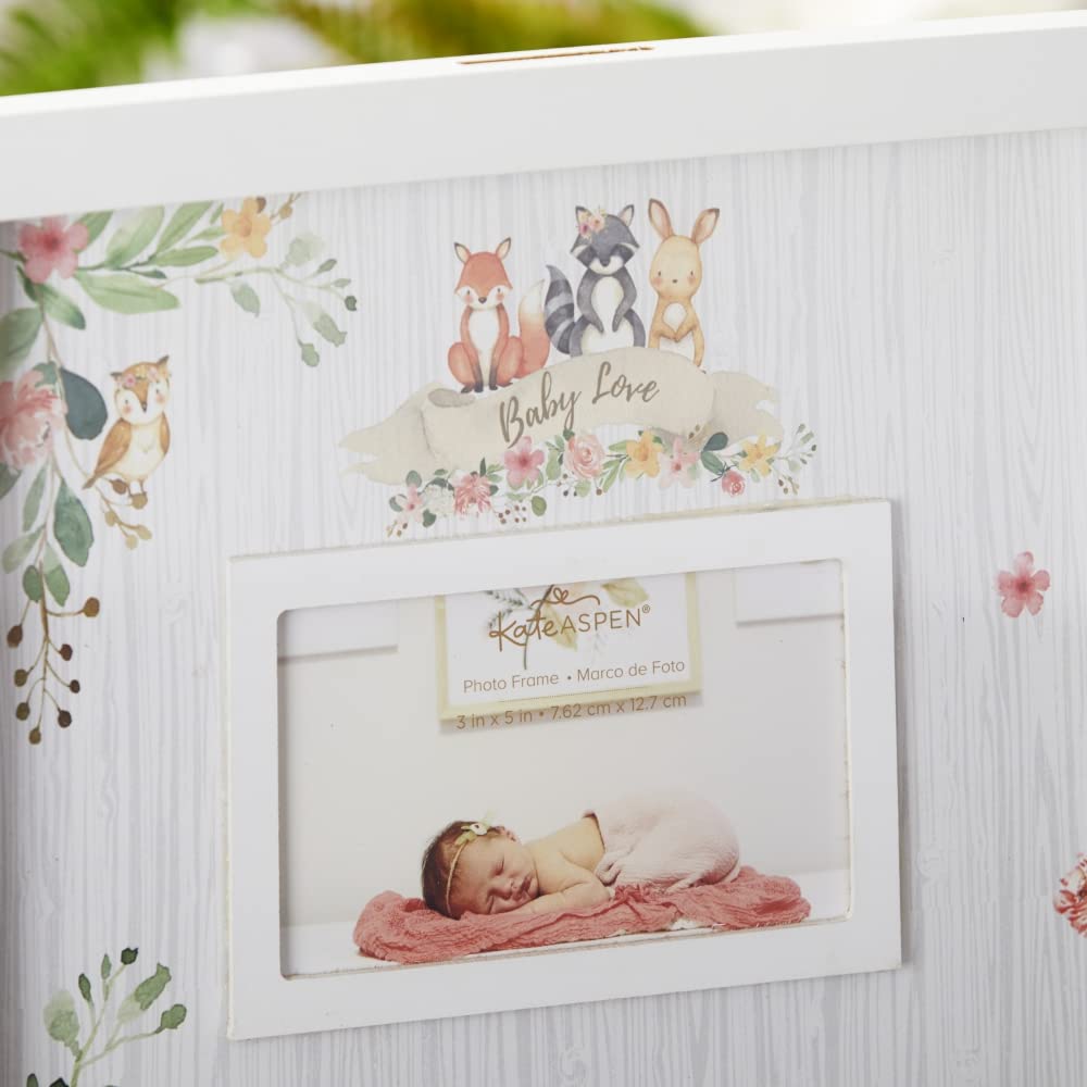 Kate Aspen Pink Woodland Baby Shower Decorations Guest Book Alternative with Wooden Teddy Bear Inserts, Woodland Nursery Decor