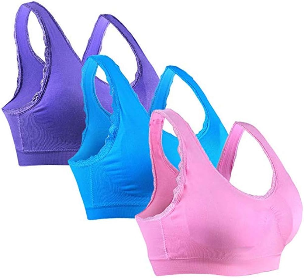 2020 Plus Size Womens Seamless Wirefree Sleep Bra Lace Bralette at