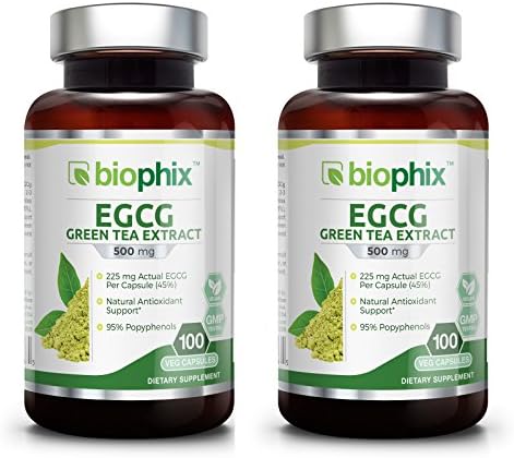 Green Tea Extract EGCG 500 mg 100 Vcaps 2 Pack - Weight Loss | Free Radical Scavenger | Boost Metabolism | Heart Health | Natural Caffeine | Gentle Antioxidant | Energy