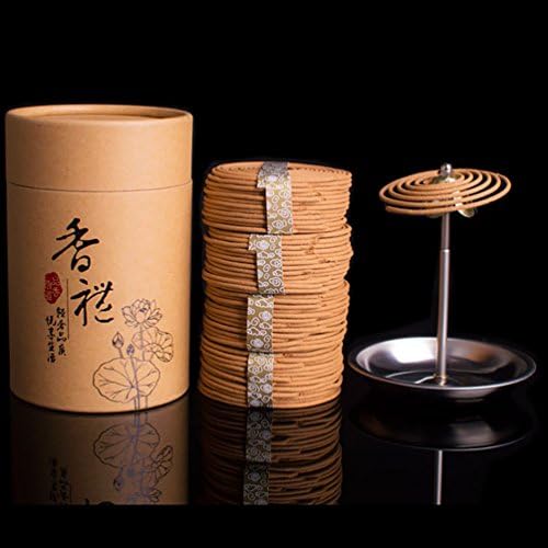 Yatao 96pcs Orange Incense Coils Spiral Sandalwood 3HR With Holder Burner