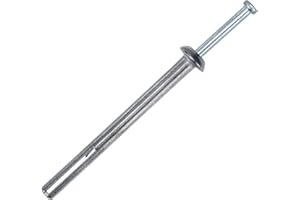 Sieqioor 1/4" x 3" Hammer Drive Nail in Anchors (20 Pack)–Carbon Steel Fasteners for Concrete, Brick & Block–Heavy-Duty Cement hammering Anchors