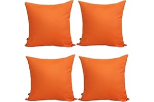 Thmyo 4-Pack 100% Cotton Comfortable Solid Decorative Throw Pillow Cases Fall Square Cushion Cover Pillowcases Sublimation Blank Halloween Thanksgiving DIY Throw Pillowcases(18x18inch/45x45cm,Orange)
