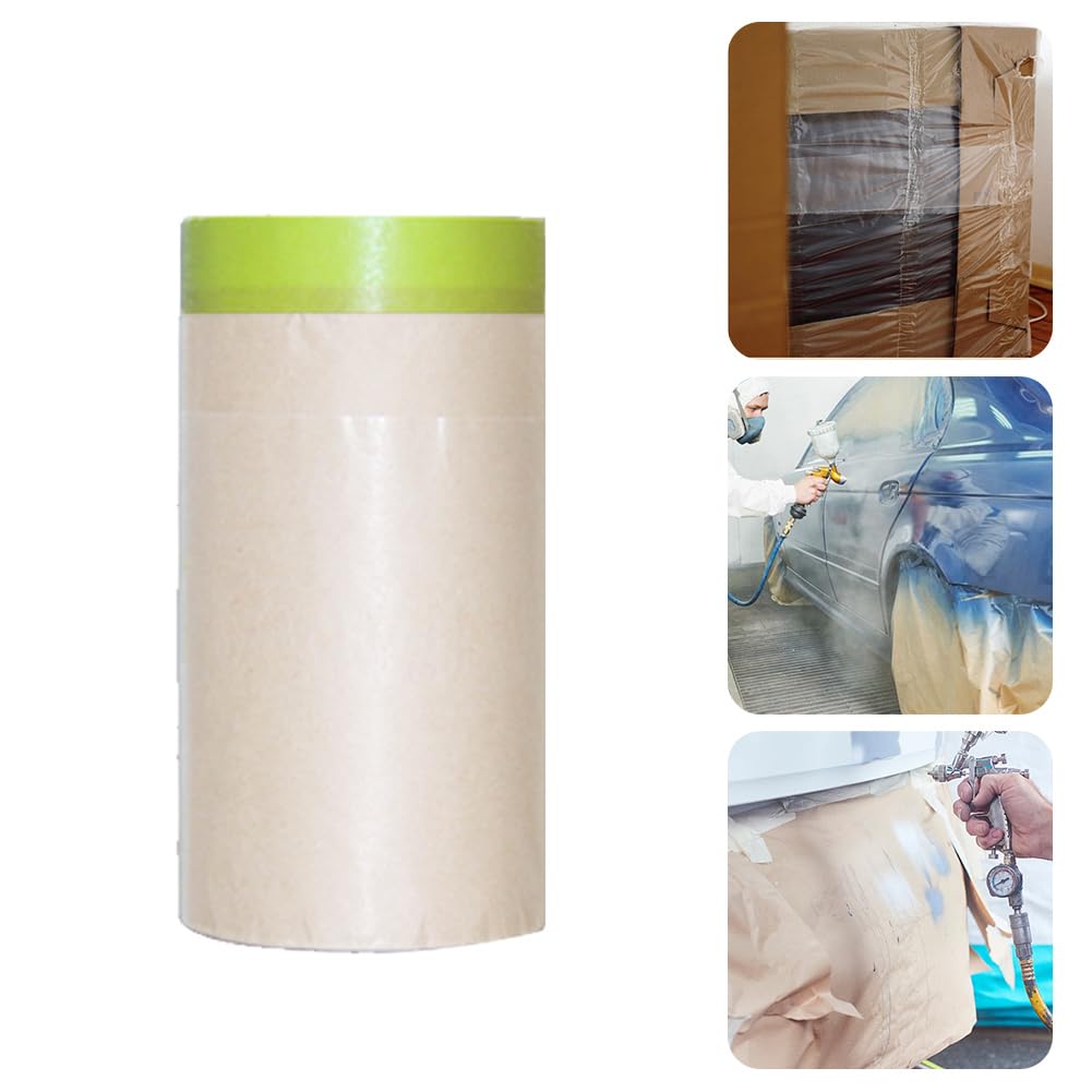 Jiakalamo 15M x15CM Masking Tape - Pre-Taped Masking Film for Painting & Surface Protection, Suitable for Automotive & Windows