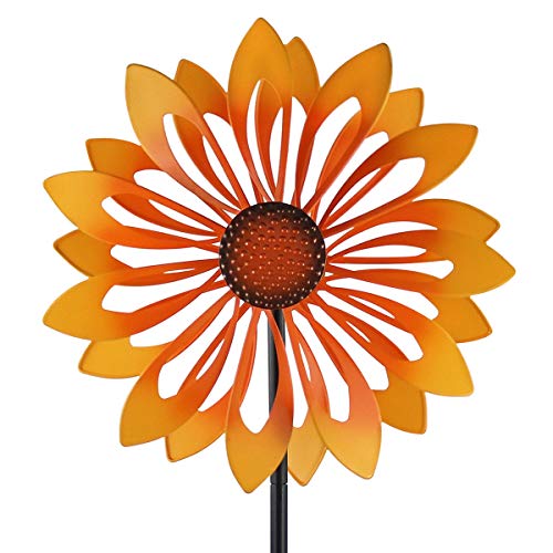 3D Kinetic Wind Spinners with Stable Stake Metal Garden Spinner with Reflective Painting Unique Lawn Ornament Wind Mill for Outdoor Yard Lawn Garden Decorations