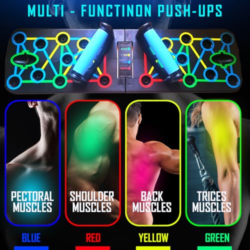 aishini Portable Workout Equipment - 15 in 1 Push Up Board with Pull Up Bar Handles - Upper Body Workout Tool Fitness - Floor Exercise Equipment for Home Gym Workout for Chest, Arm, and Muscle Workout