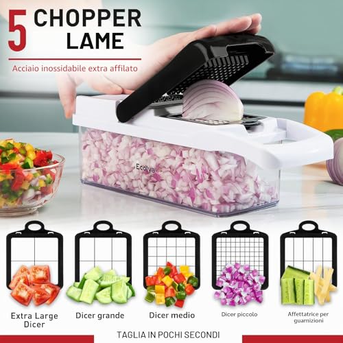 25 in 1 Chopper and Mandoline Slicer - Food Chopper with Container - Vegetable Cutter, Salad Slicer, Onion, Potato and Tomato Slicer - Kitchen Gadgets - 13 Blades