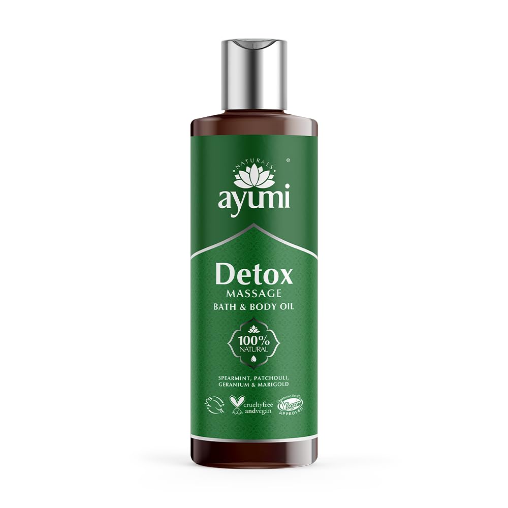 Ayumi Detox Muscle Massage Oil with Spearmint | Invigorating Massage Oils for Massage Therapy with Patchouli | Lymphatic Drainage Massage Oil with Vitamin E | Scented Body Oil for Women & Men | 250ml โ image 1