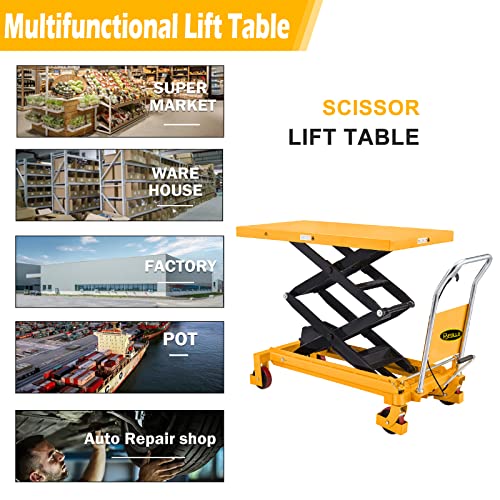 APOLLOLIFT Double Scissor Hydraulic Lift Table/Cart 770lbs Capacity 51.
