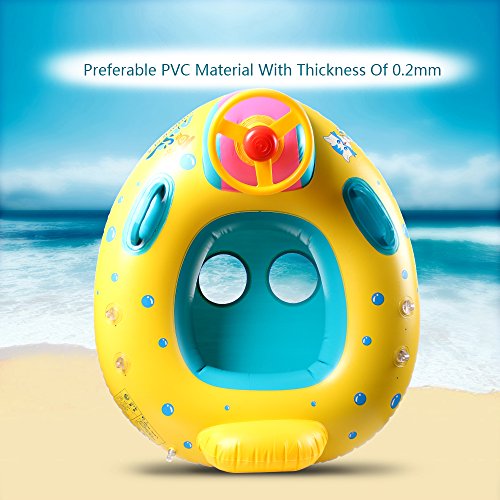 StillCool Baby Pool Float Infant Swimming Ring with Canopy Shade for 1 to 3 Years Old Kids (Yellow&Blue)