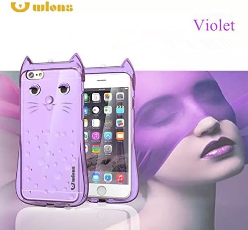 Superhot@ Iphone 6/6s Case Cat 3d Eye TPU and Lanyard and Fashion Luxury Design Thin Clear Purple