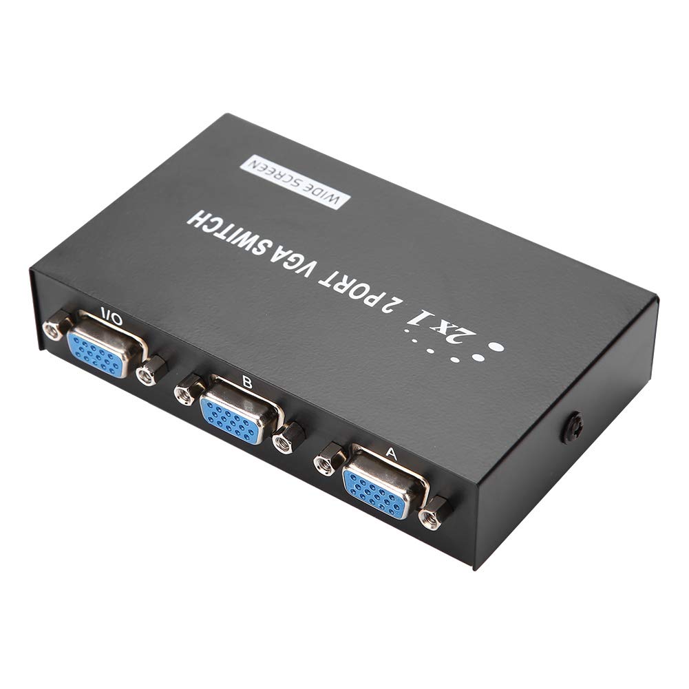 ASHATA 2 in 1 out VGA Switcher Splitter, Data Synchronization, No Data Loss, Supports VGA, XVGA, SVGA, UXGA