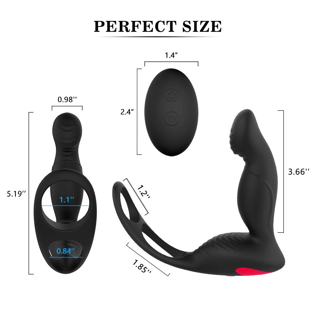 Allmay Analvibratoren Analplug, Super Soft Silikon Prostata Stimulator, USB Aufladbar Sexspielzeug Vibratoren mit Cockring Vibratoren Butt Plug, Wasserdicht, Fernbedienung, 9 Vibrationsmodus für Männer, Frauen, Lesben, Paar, Erwachsener, Ih