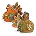 Thanksgiving Decorations Turkey Friends, 2 Piece Set, Cute Fall Decor Home Living Room and Kitchen Autumn Displays, Burlap and Ceramic with Leaves and Jewels