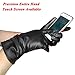 LETHMIK Winter Faux Leather Gloves Womens Driving Touchscreen Texting with Long Wrinkle Sleeves Black-L