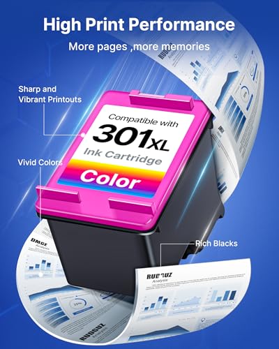 301XL Ink Cartridges Replacement for HP 301 Black and Colour Ink for HP 301XL Ink for Envy 4500 4507 4520 5530 4502 DeskJet 1000 1050 2050 2510 3050 1510 OfficeJet 2620 4630 4632 2622