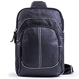 Genuine Leather Shoulder Sling Backpack Bag Unisex Outdoor Crossbody Sling Pack Sport Daypack