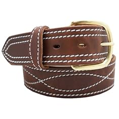 Men's Harness Leather Work Belt - 1 1/2" w/ Decorative Figure 8 Stitching 